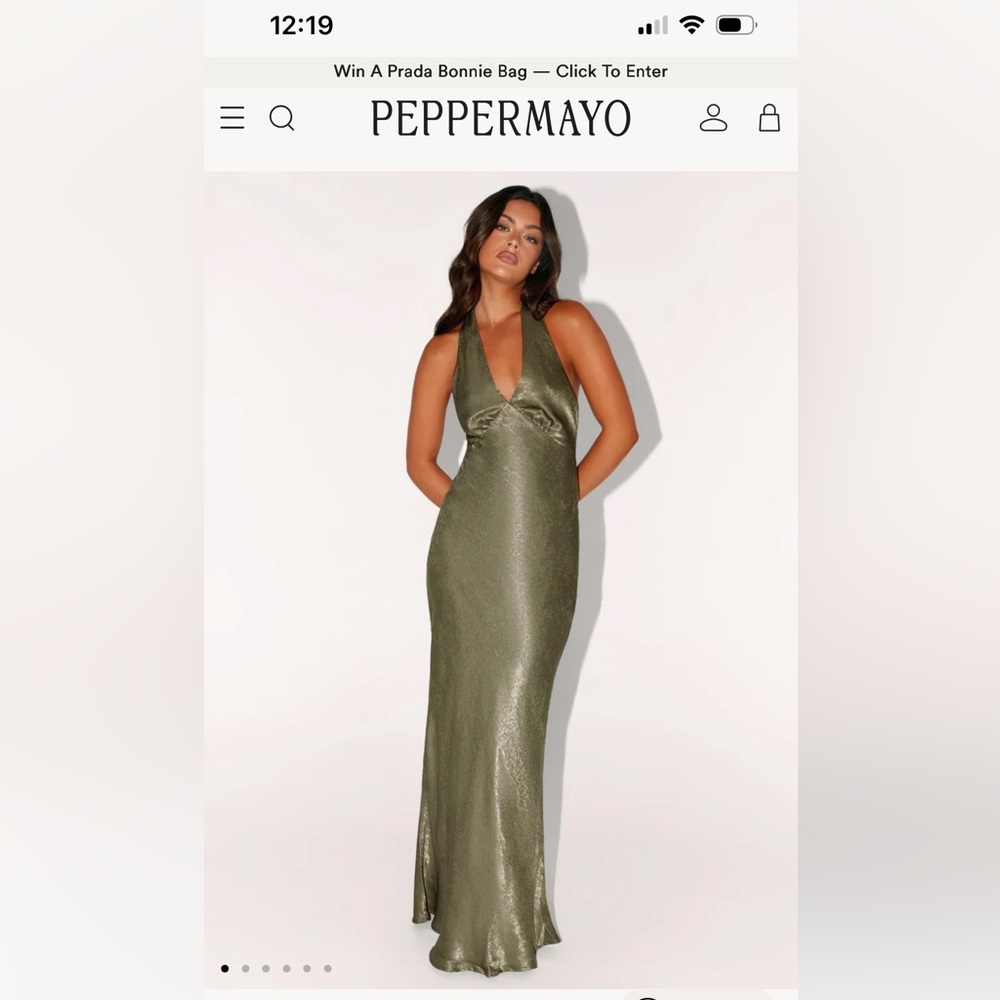 Peppermayo Shimmering Olive Backless Dress